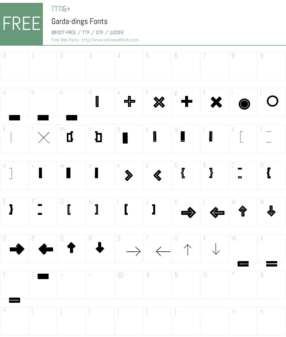 Garda-dings Font Screenshots