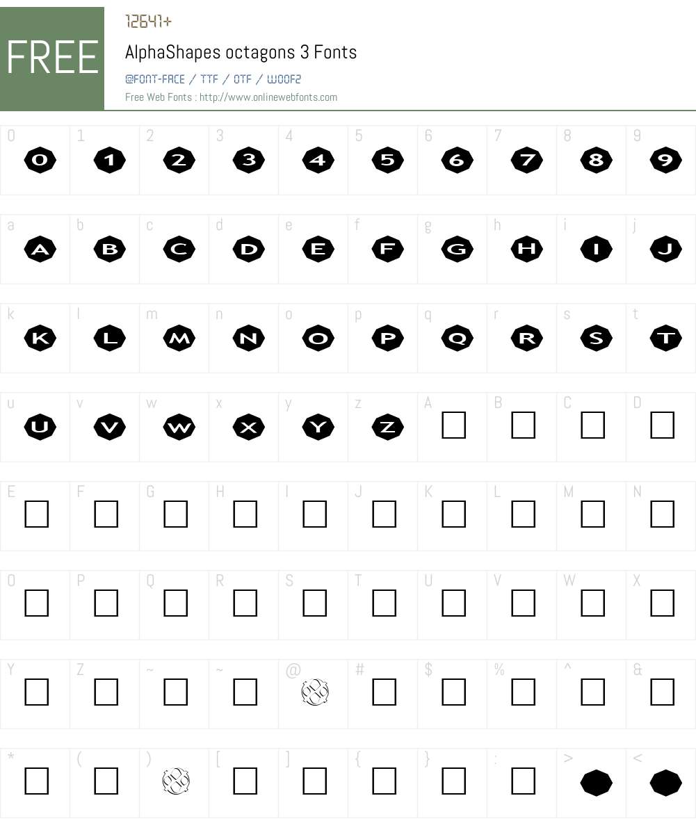 AlphaShapes octagons 3 Font Screenshots