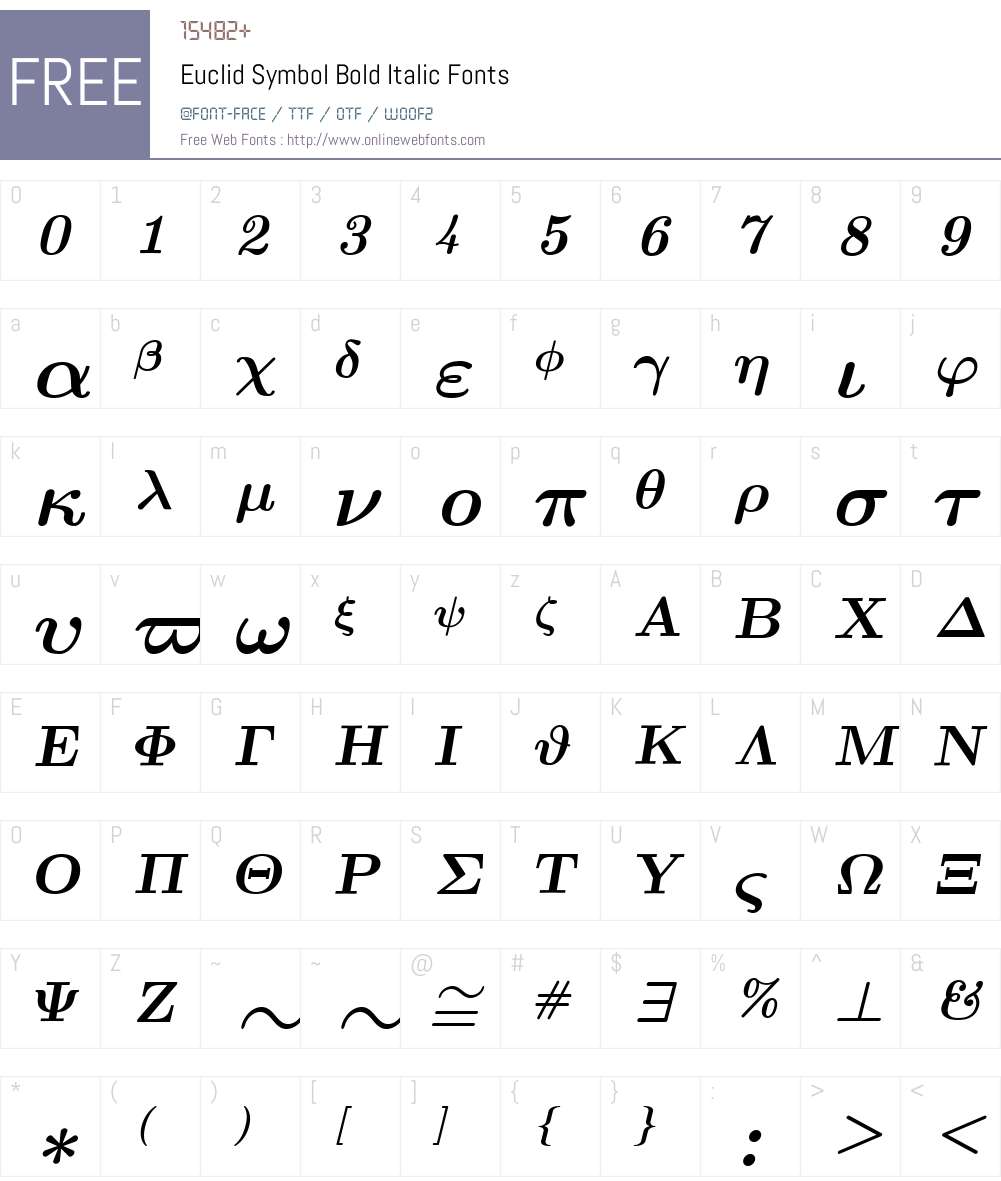 Euclid Symbol Font Screenshots