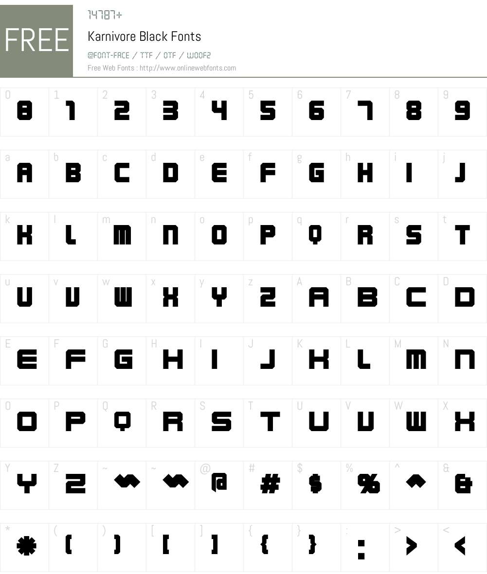 Karnivore Black Font Screenshots