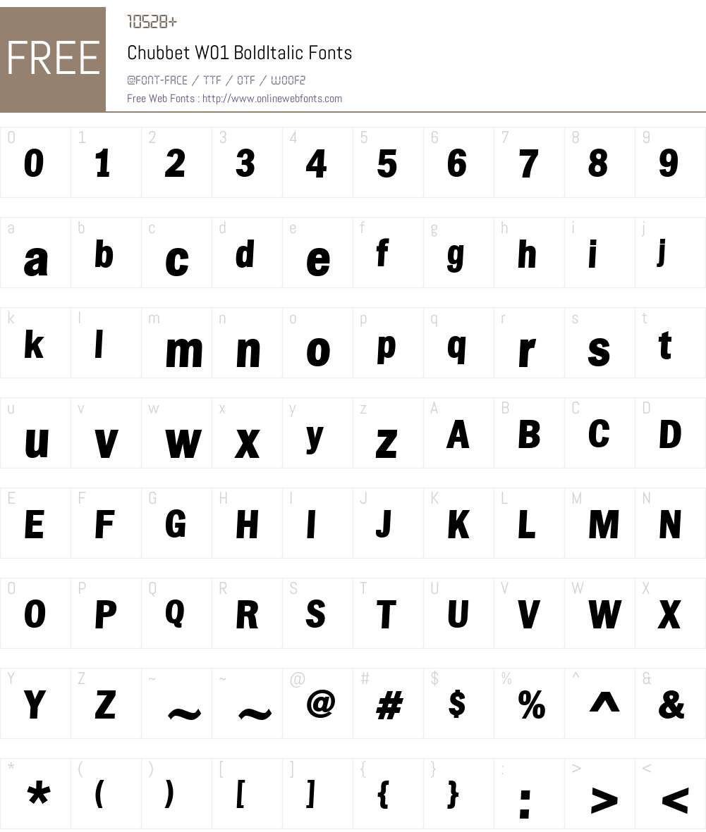 ChubbetW01-BoldItalic Font Screenshots