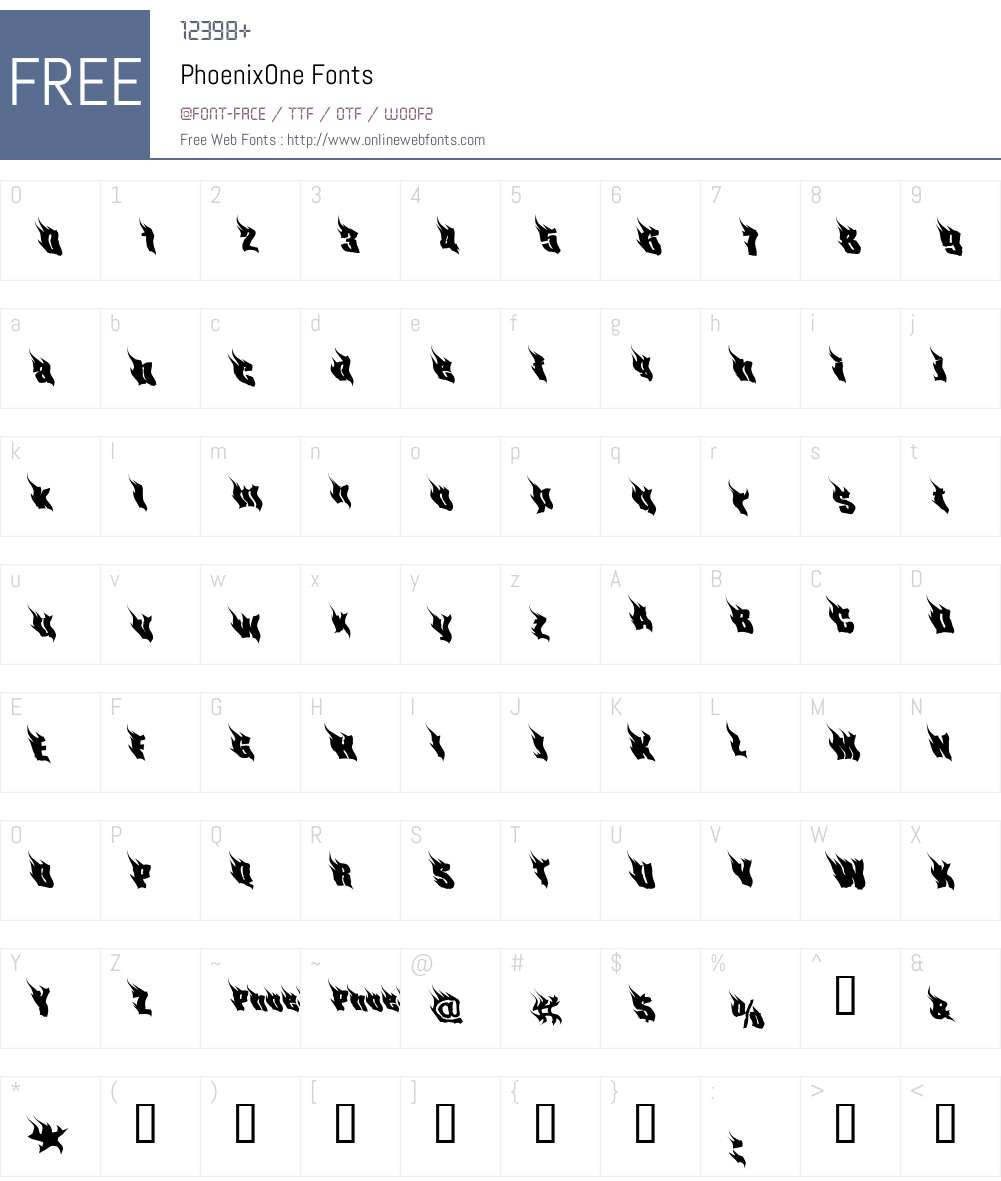 PhoenixOne Font Screenshots