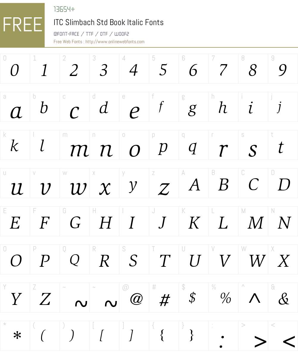 ITC Slimbach Std Font Screenshots