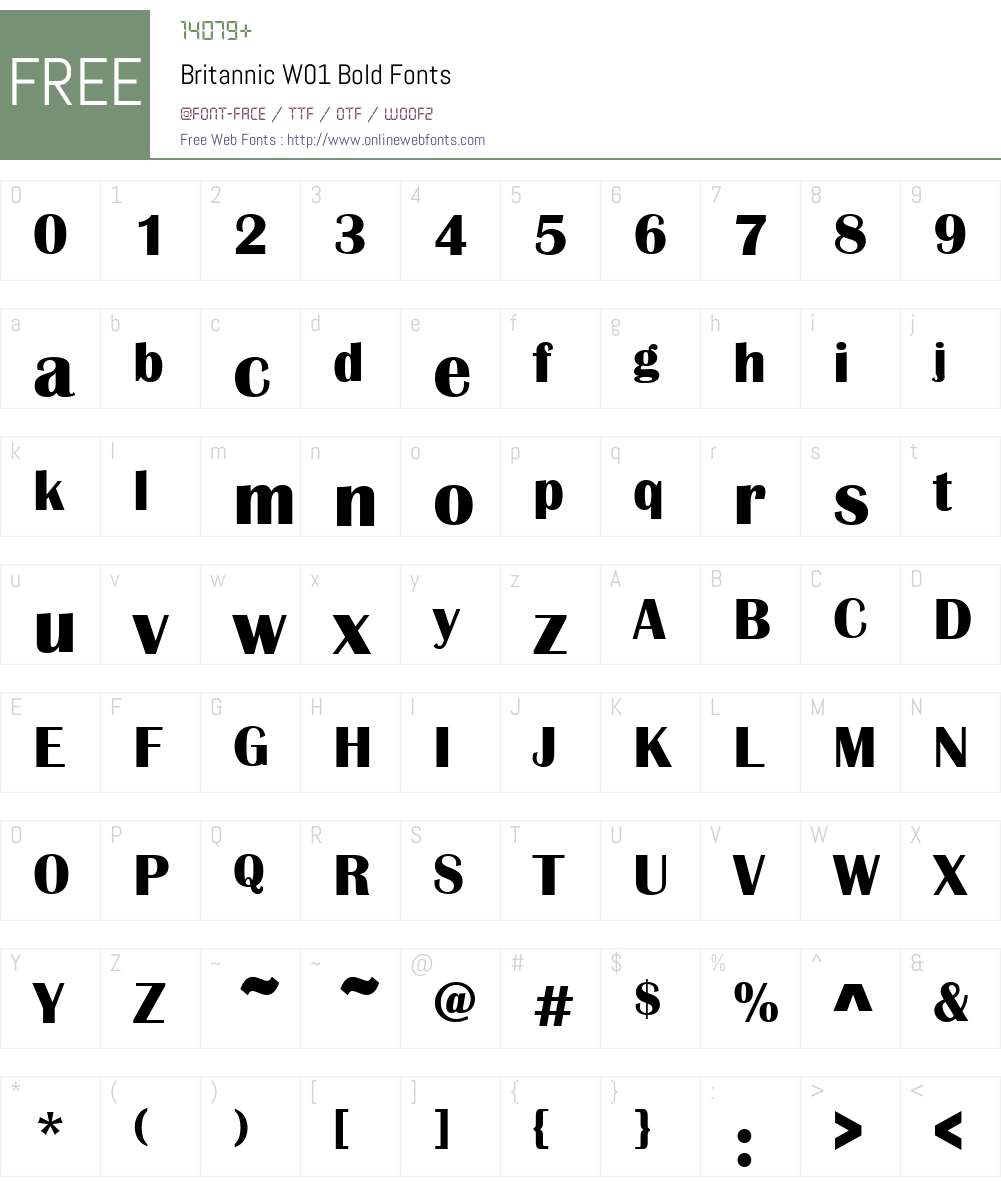 BritannicW01-Bold Font Screenshots