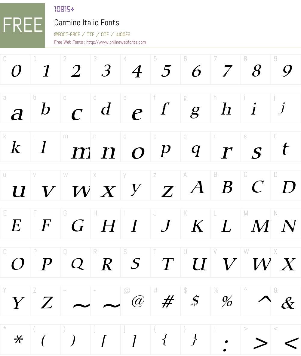 Carmine Font Screenshots