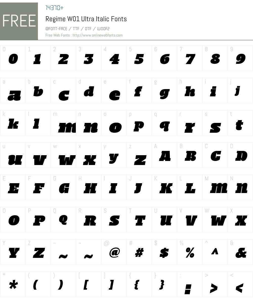 RegimeW01-UltraItalic Font Screenshots