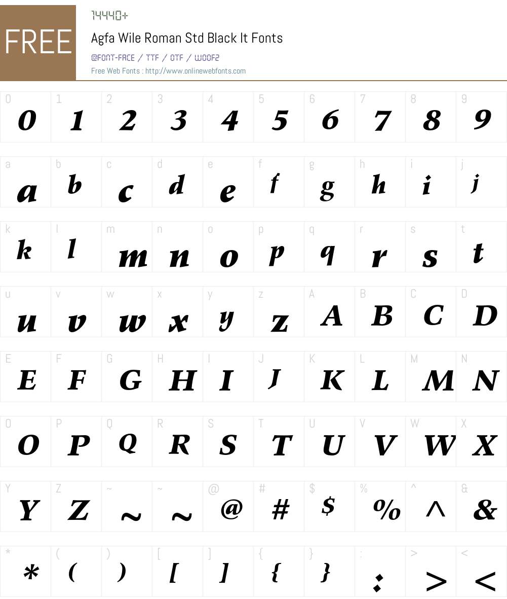 Agfa Wile Roman Std Font Screenshots