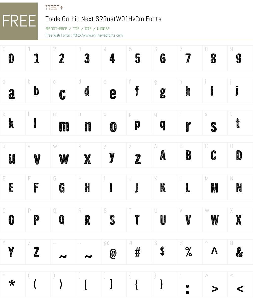 Trade Gothic Next SR Rust W01 Font Screenshots