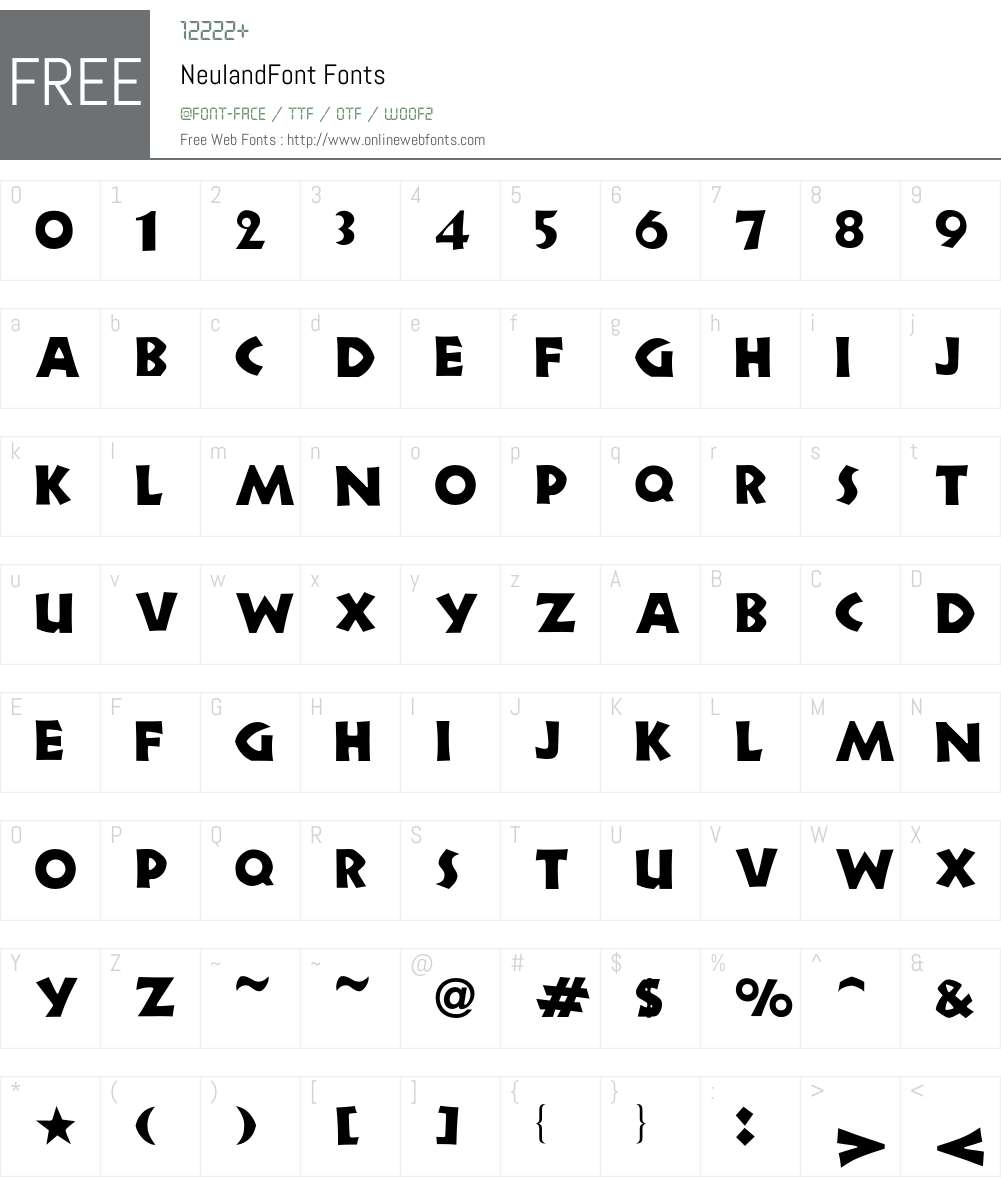 Neuland Font Screenshots