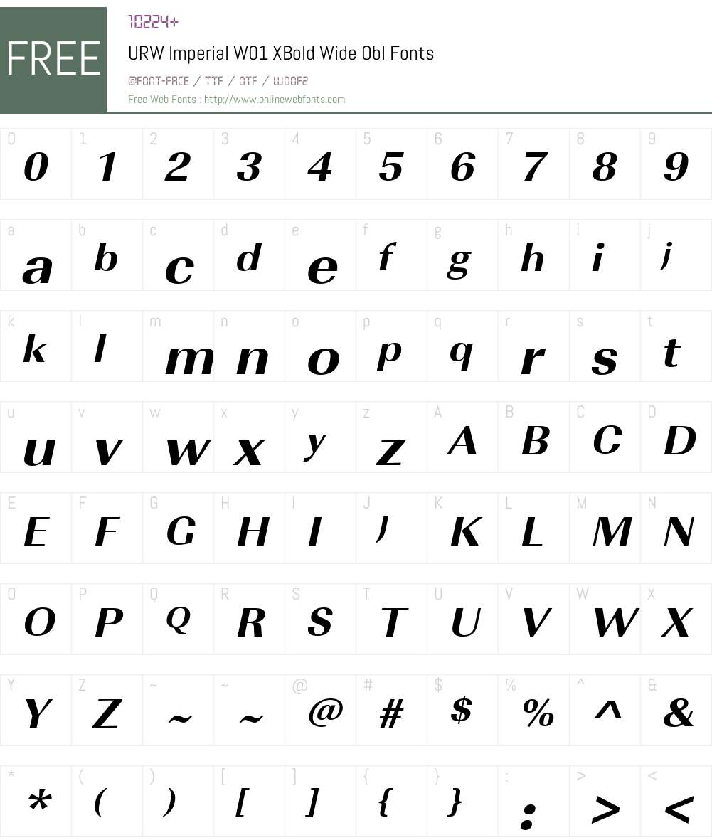 URWImperialW01-XBoldWideObl Font Screenshots