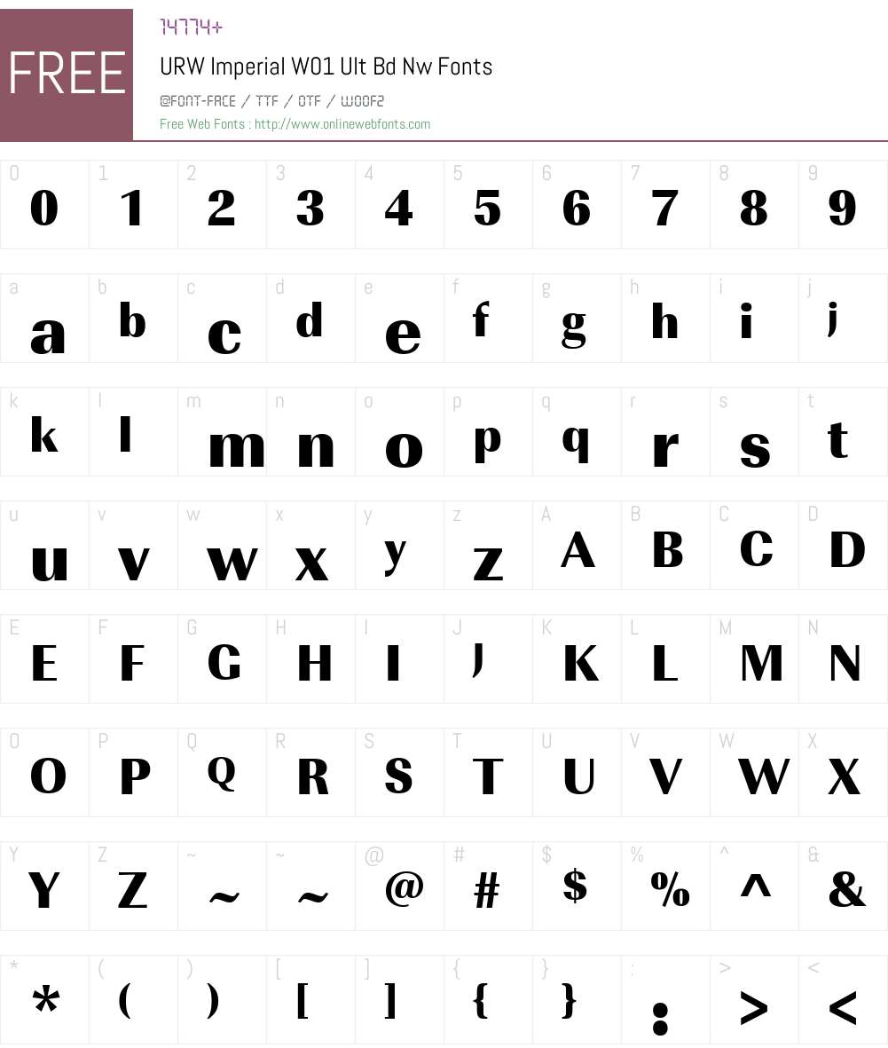 URWImperialW01-UltBdNw Font Screenshots