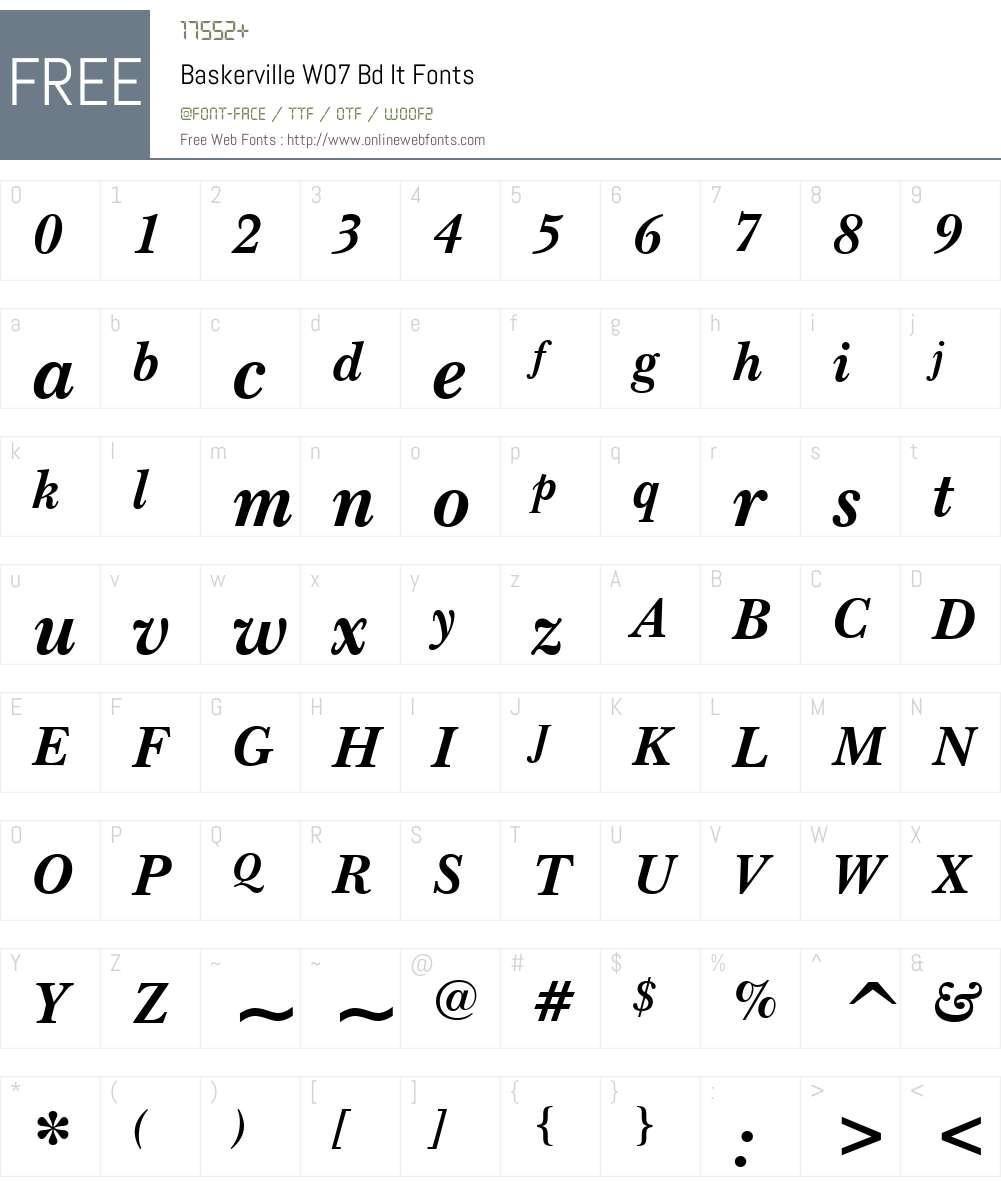 Baskerville Font Screenshots