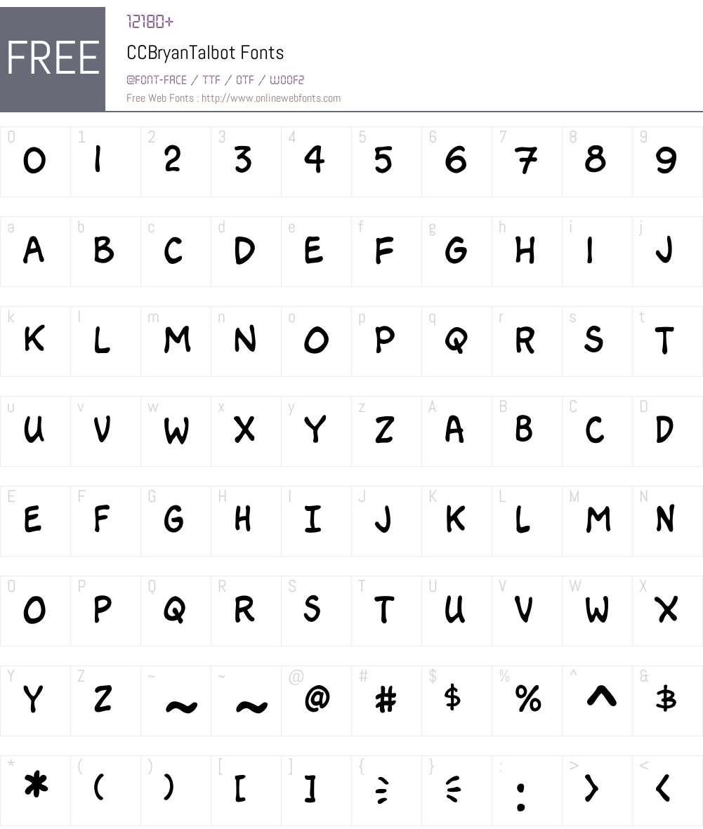 CCBryanTalbot Font Screenshots