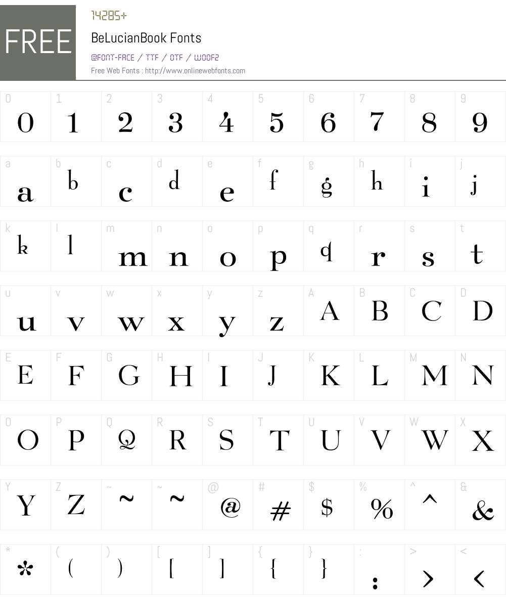 BeLucianBook Font Screenshots