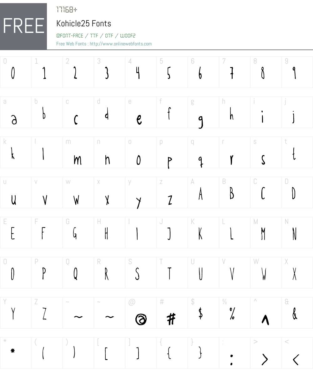 Kohicle25 Font Screenshots