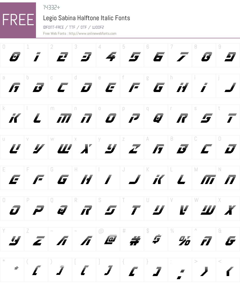 Legio Sabina Halftone Italic Font Screenshots
