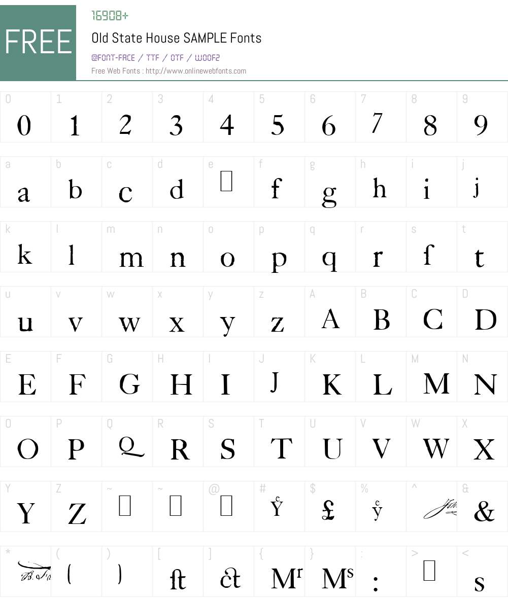 Old State House SAMPLE Font Screenshots