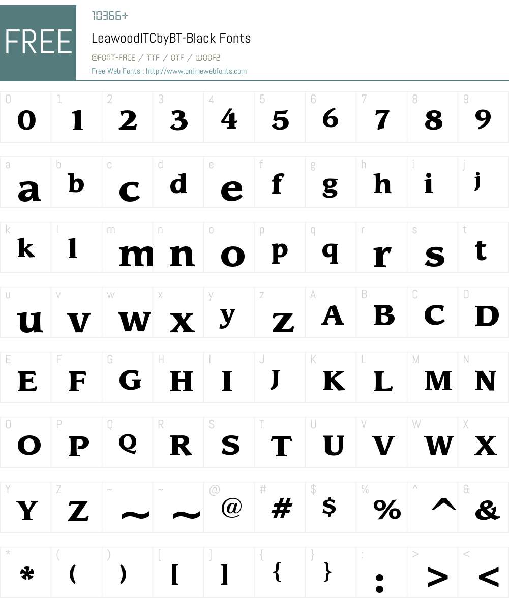 ITC Leawood Black Font Screenshots