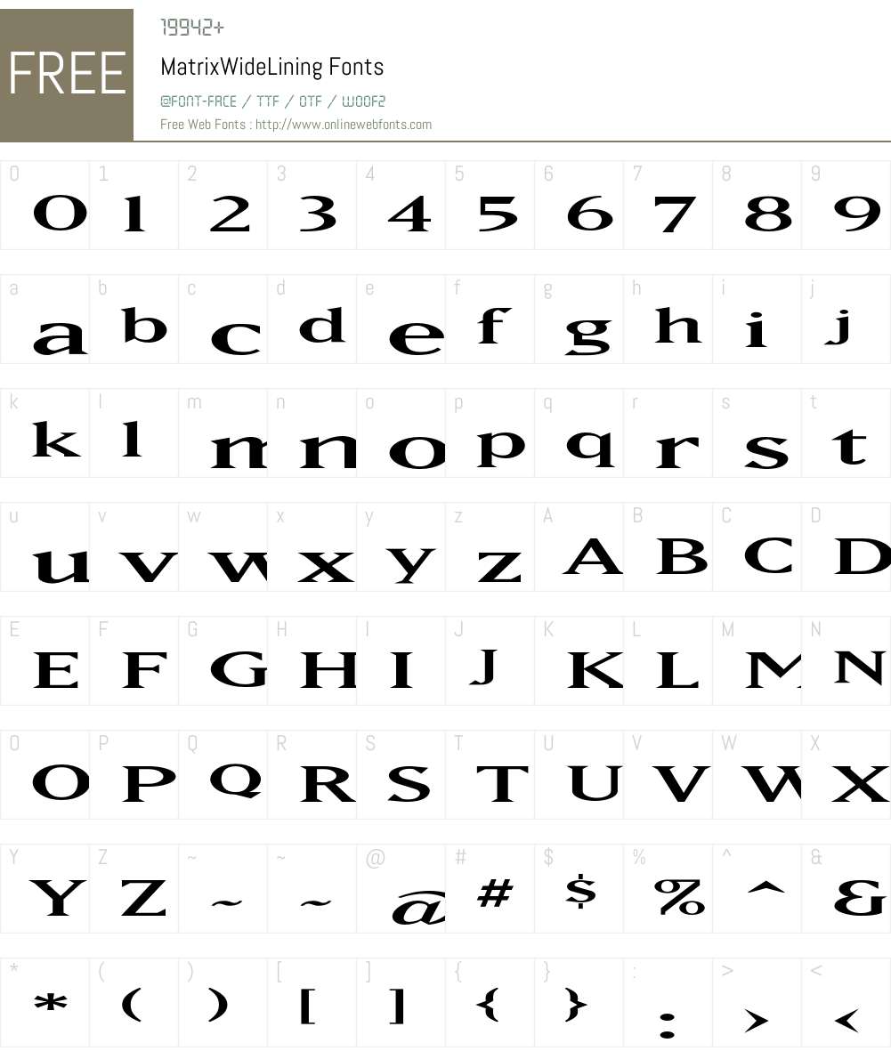 MatrixWideLining Font Screenshots