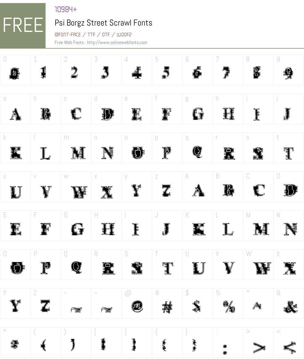 Psi Borgz Street Scrawl Font Screenshots