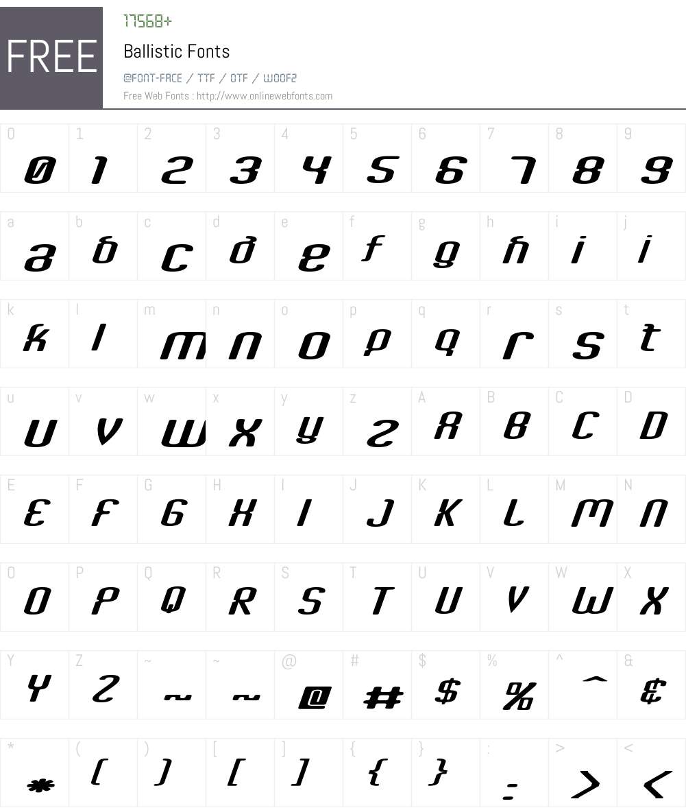 Ballistic Font Screenshots