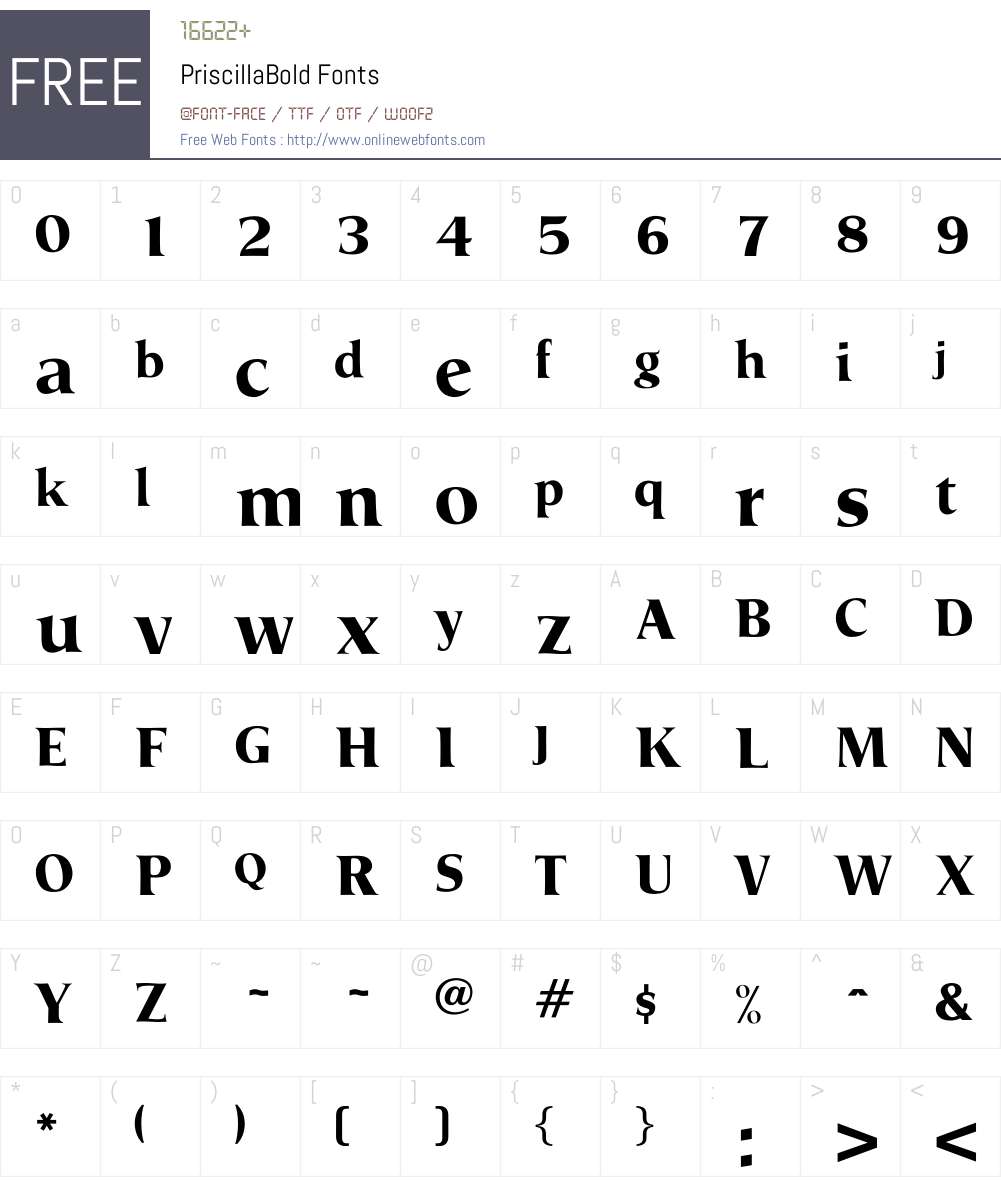 PriscillaBold Font Screenshots