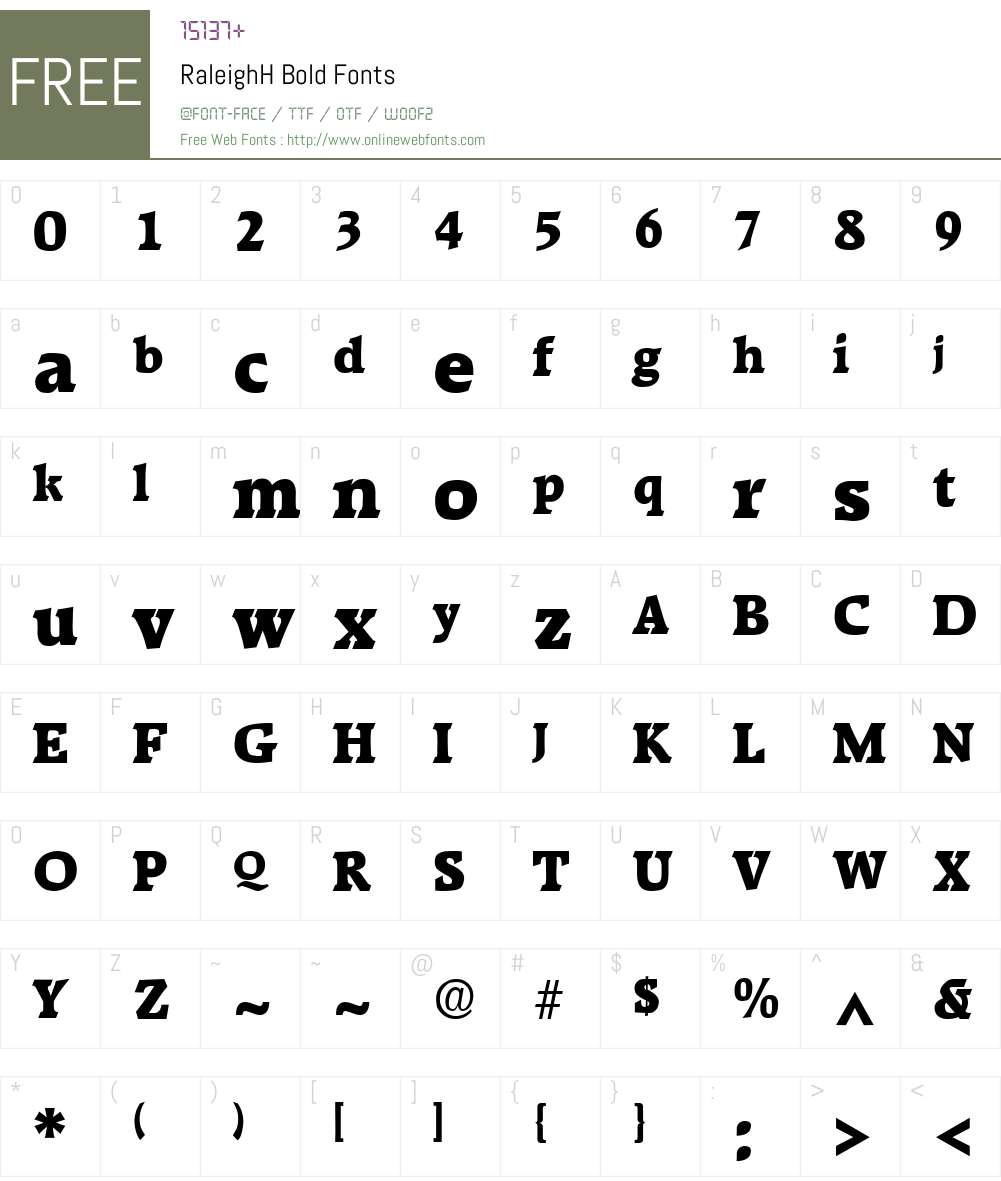 RaleighH Font Screenshots