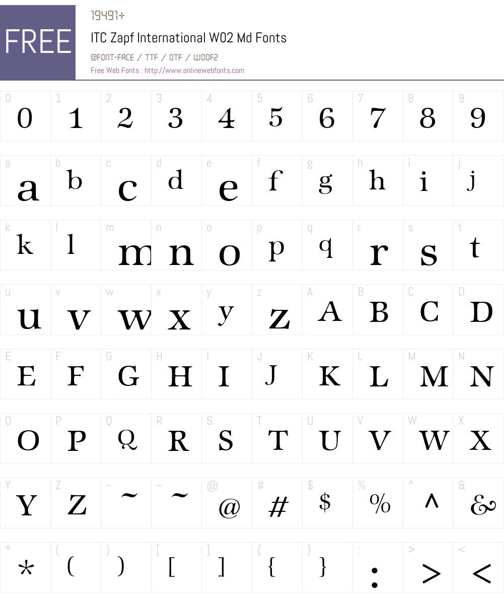 ITC Zapf International Font Screenshots