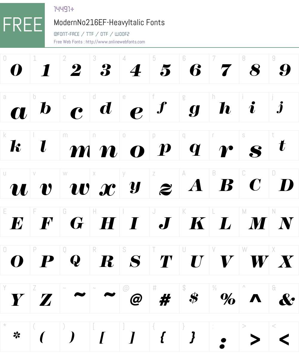 ModernNo216EF Font Screenshots