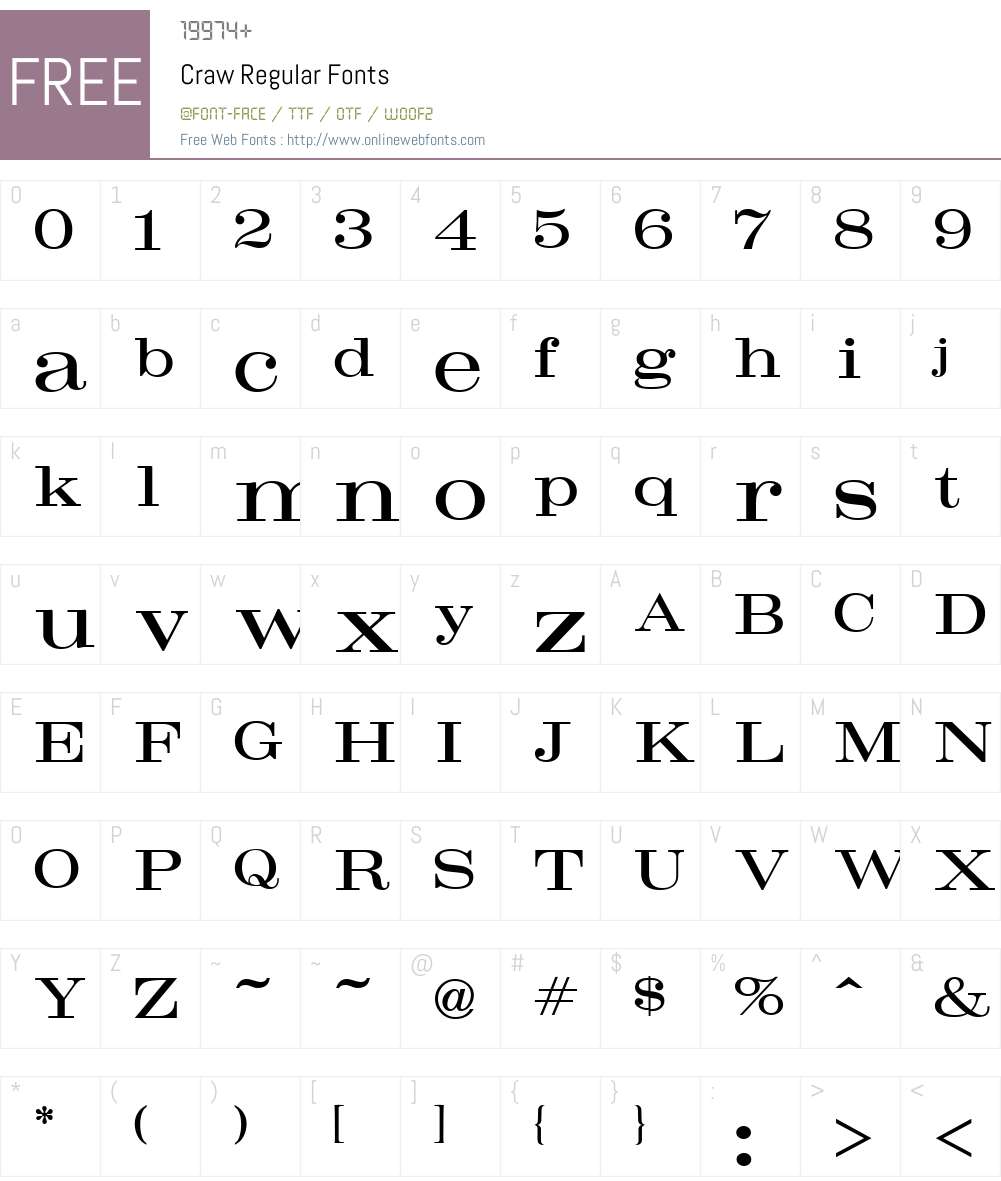 Craw Font Screenshots