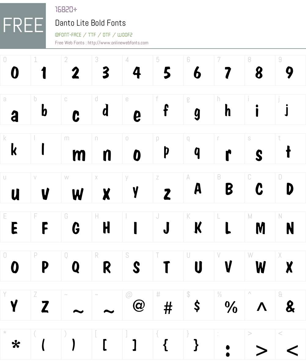 Danto Lite Font Screenshots