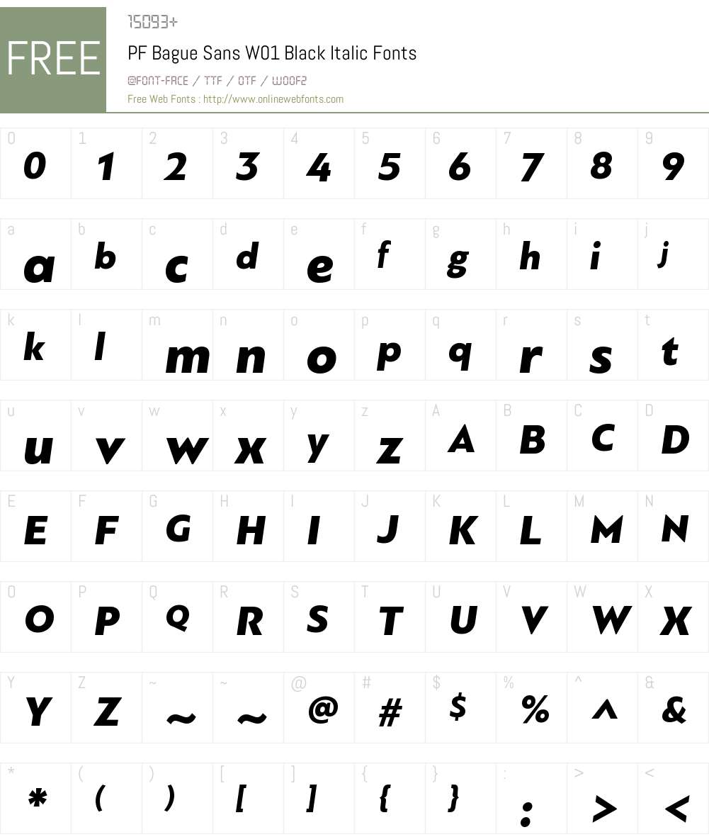 PFBagueSansW01-BlackItalic Font Screenshots