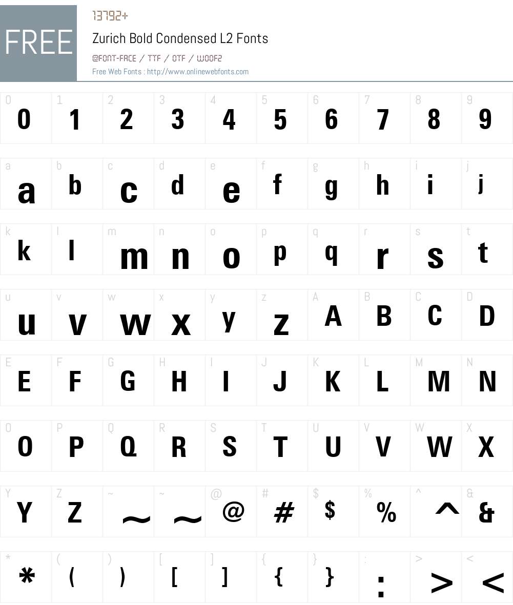 Zurich Cn L2 Font Screenshots