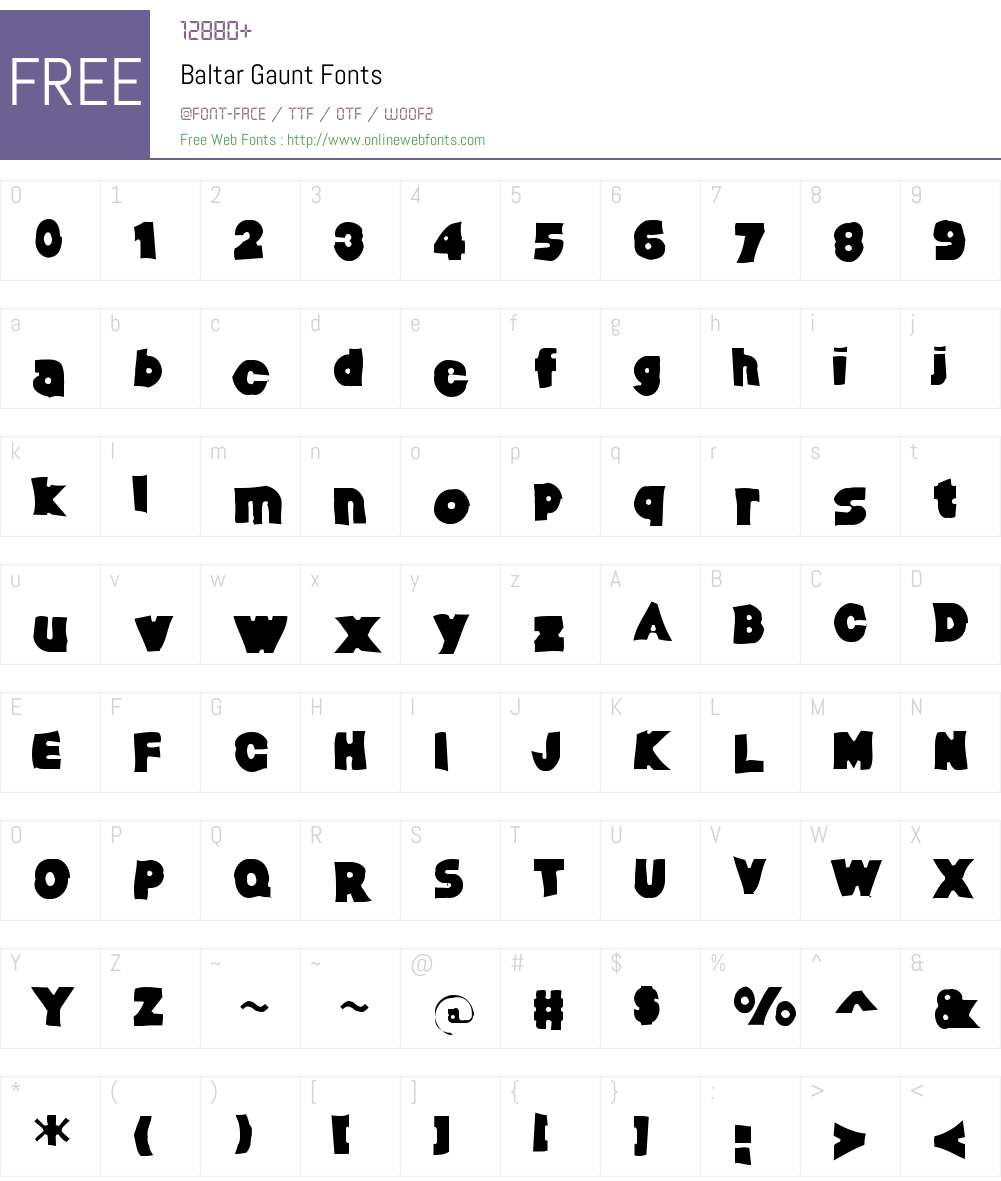 Baltar Gaunt Font Screenshots
