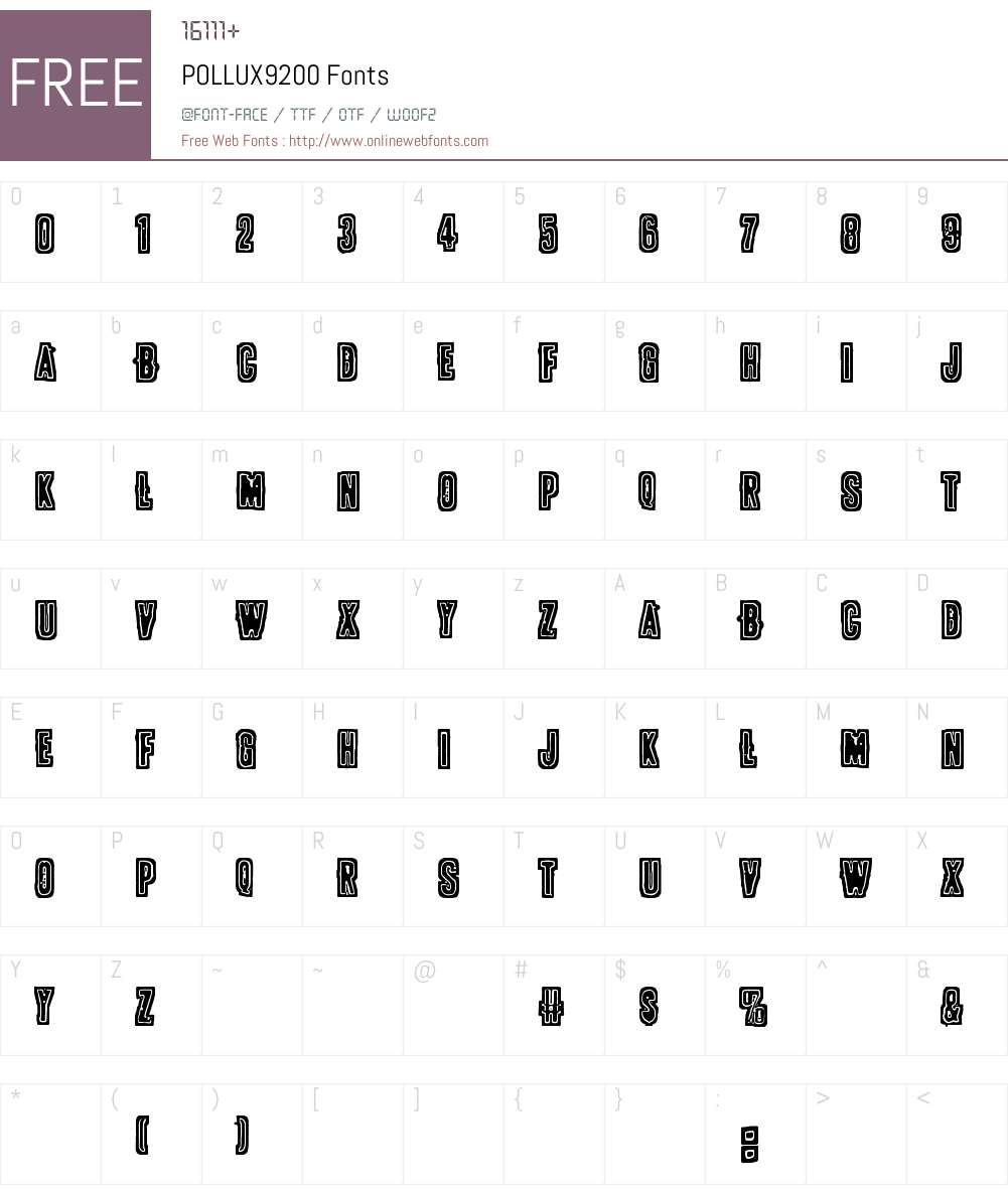 POLLUX9200 Font Screenshots