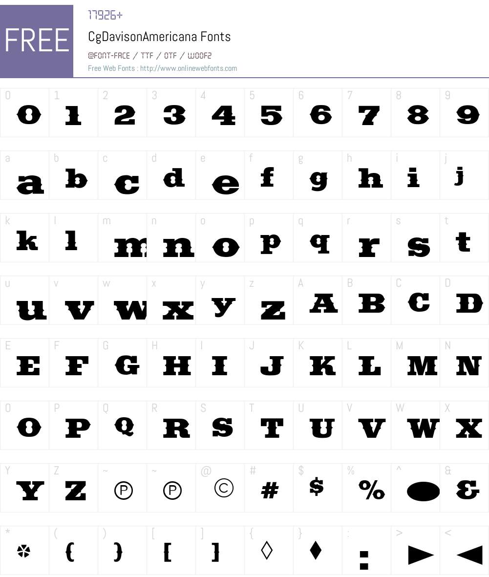 CgDavisonAmericana Font Screenshots