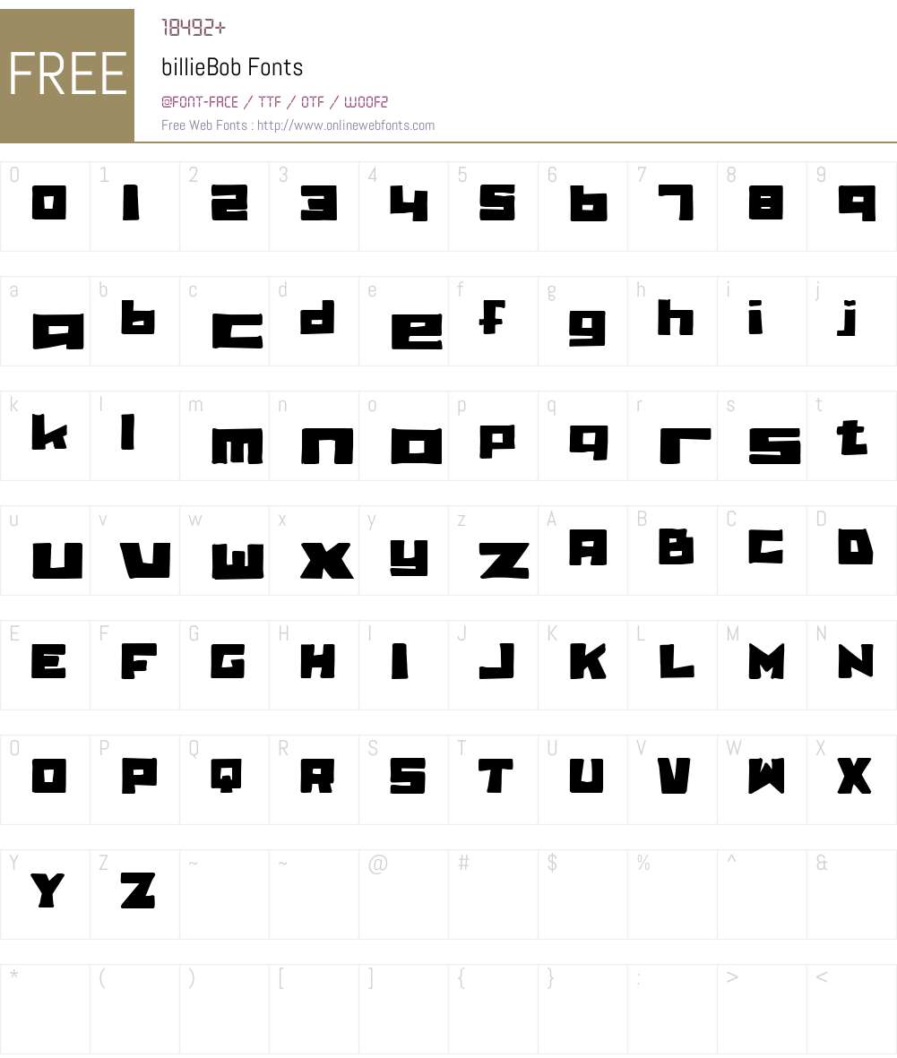billieBob Font Screenshots