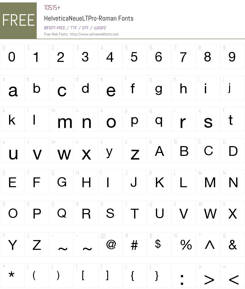 HelveticaNeueLT Pro 55 Roman Font Screenshots