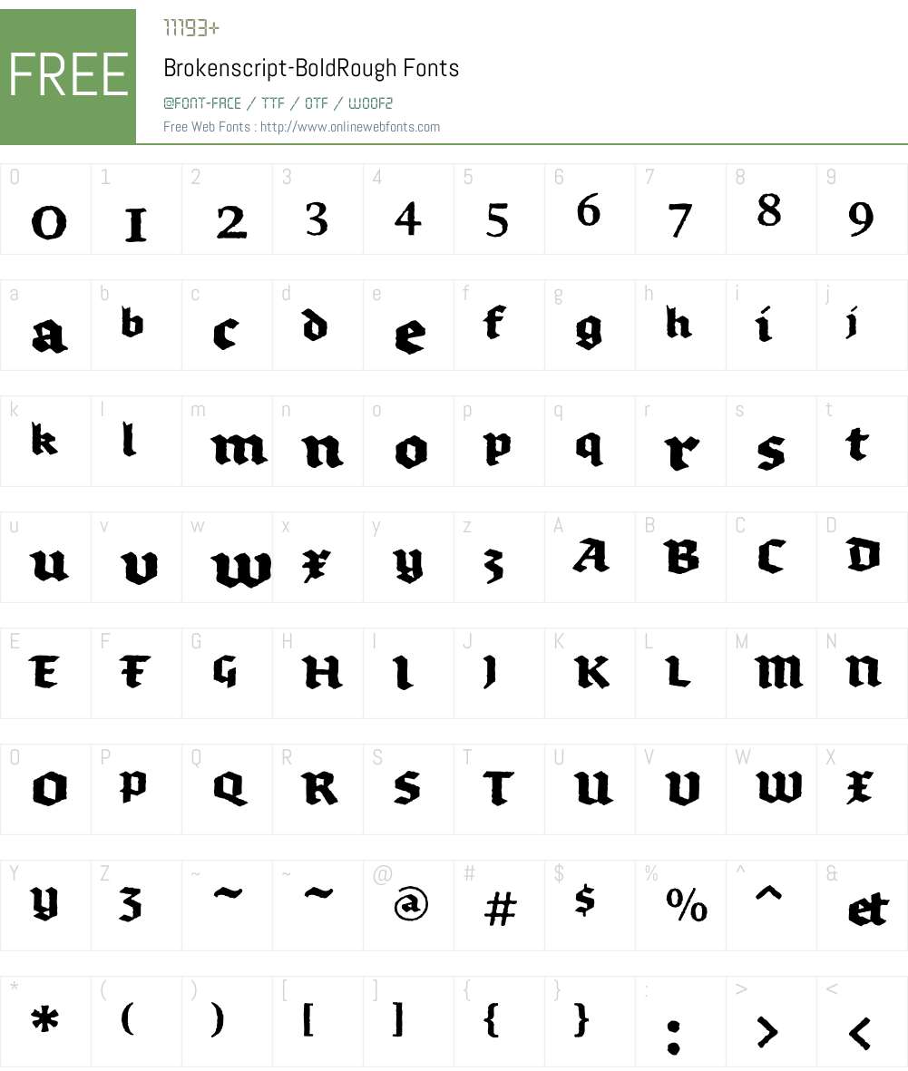 Brokenscript-BoldRough Font Screenshots