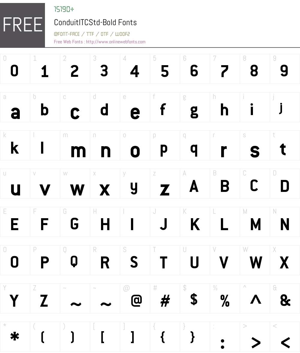 ConduitITCStd Light Font Screenshots