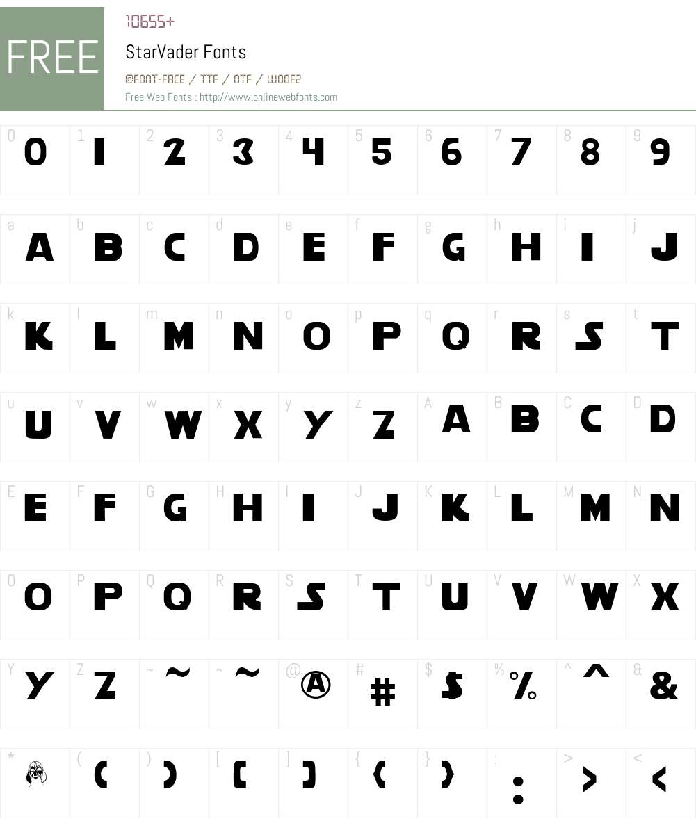 StarVader Font Screenshots