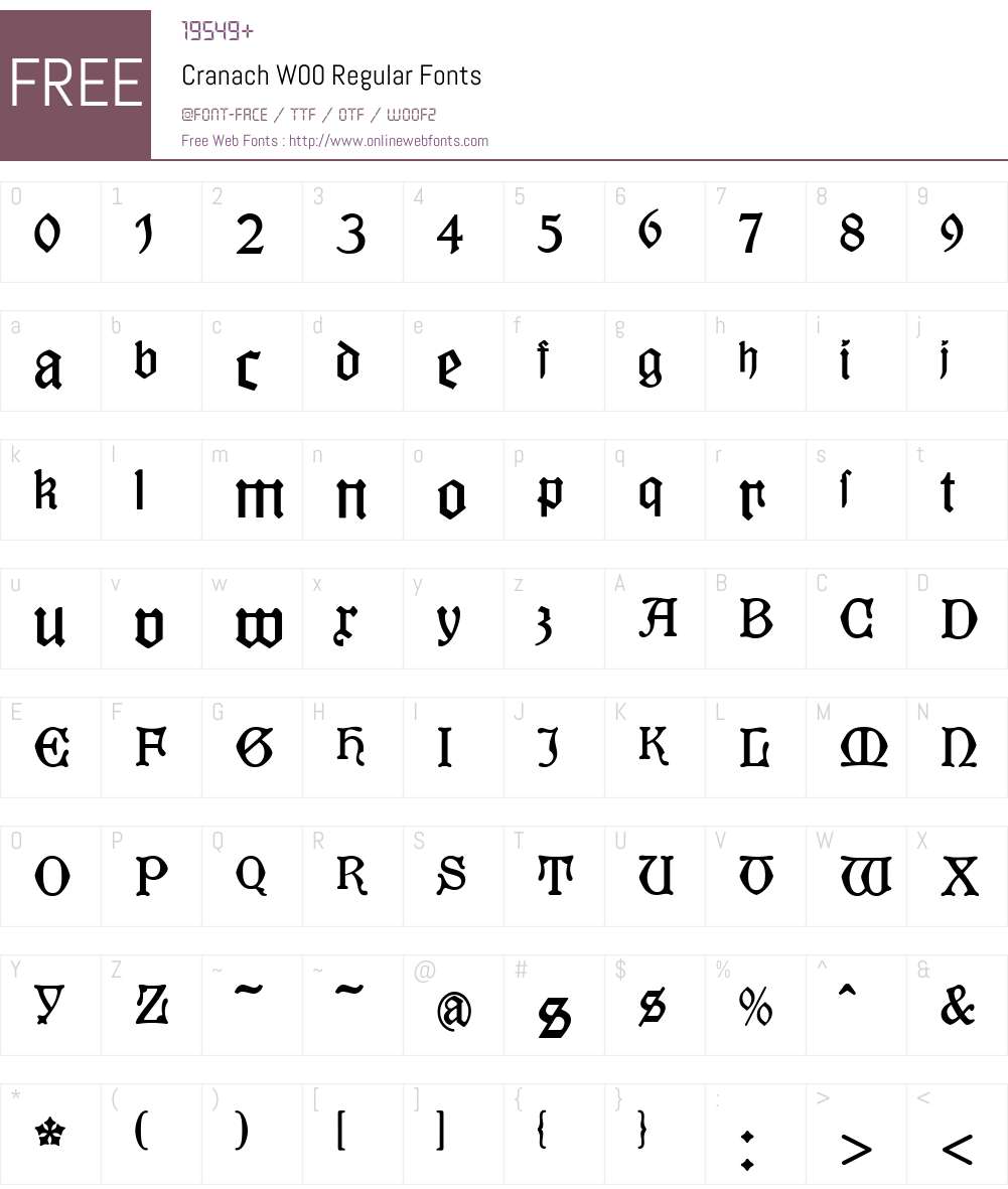 CranachW00-Regular Font Screenshots