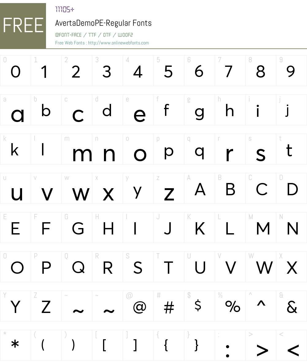 Averta Demo PE Font Screenshots