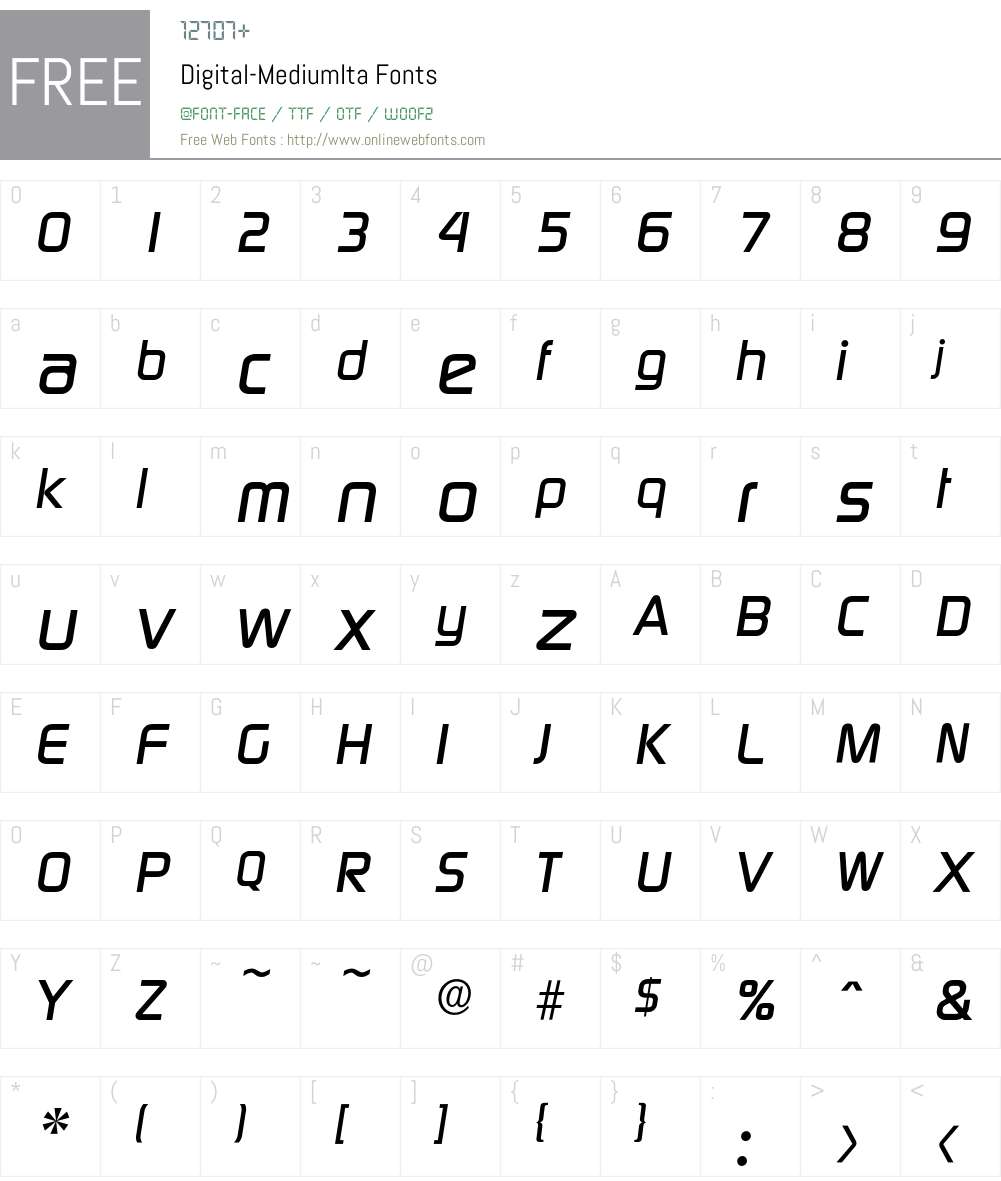 Digital-MediumIta Font Screenshots