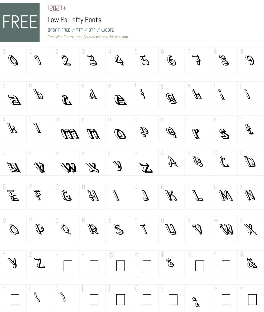 Low Ea Lefty Font Screenshots