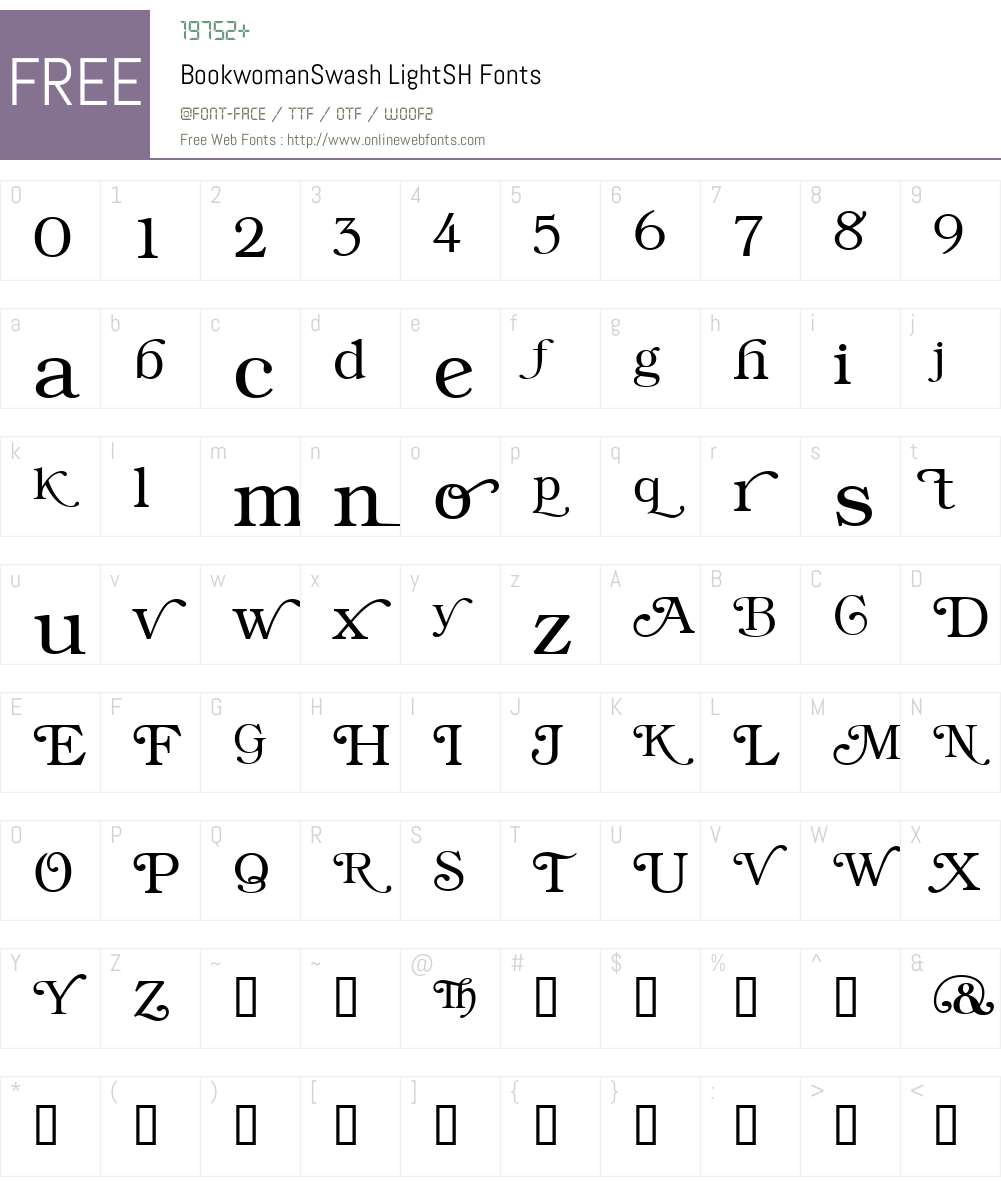 BookwomanSwash Font Screenshots