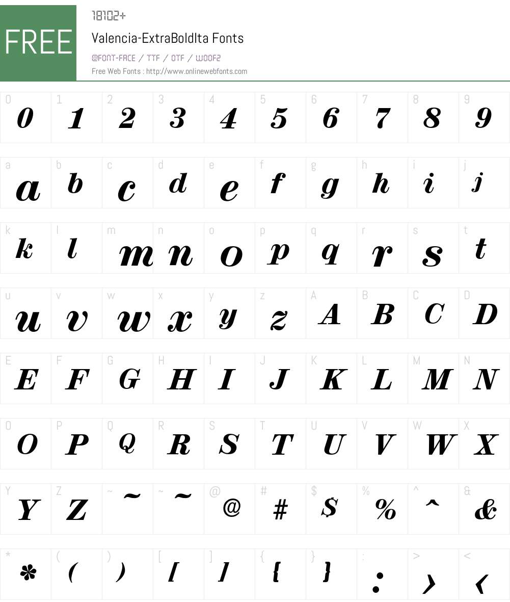 Valencia-ExtraBoldIta Font Screenshots