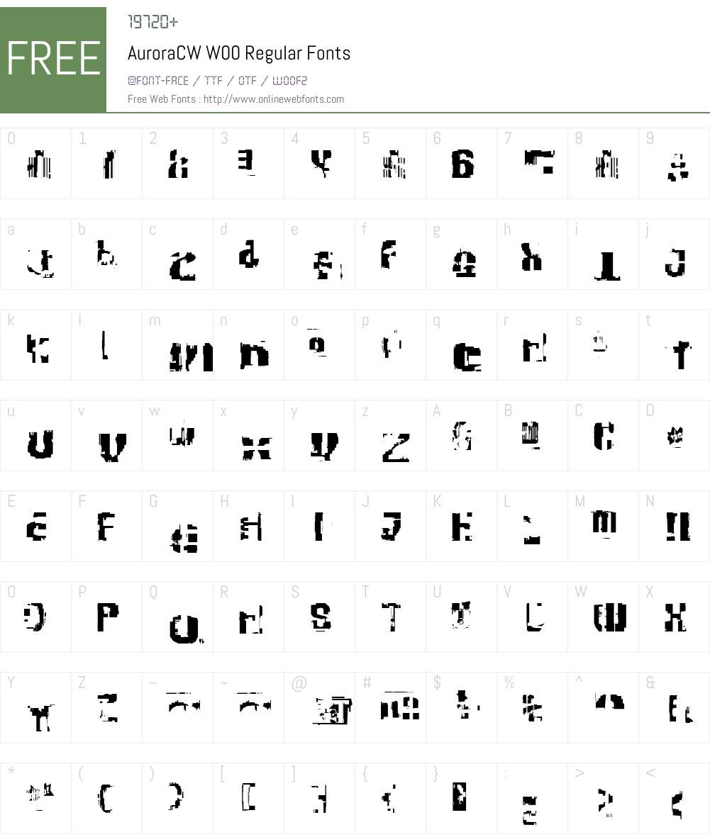 Aurora CW Font Screenshots