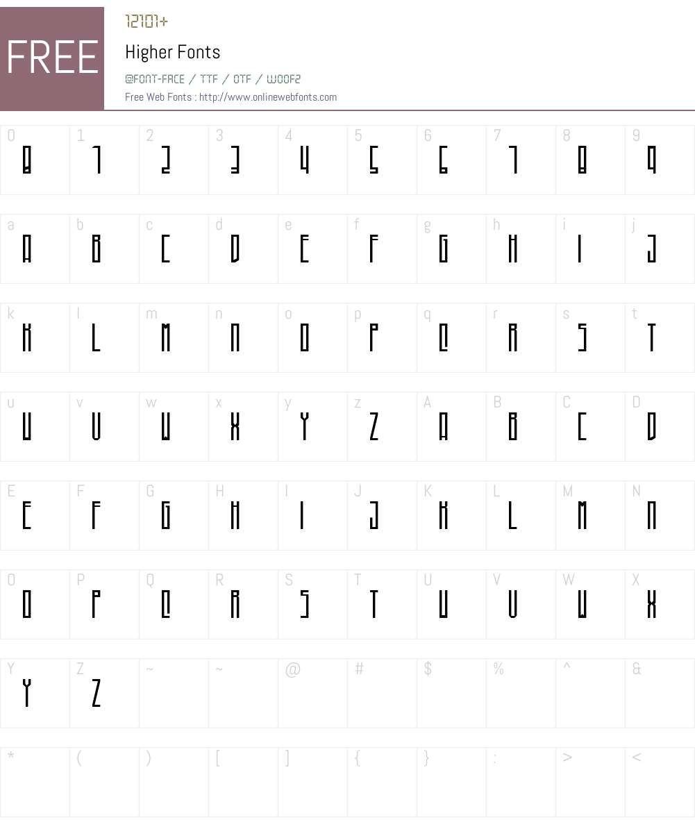 Higher Font Screenshots