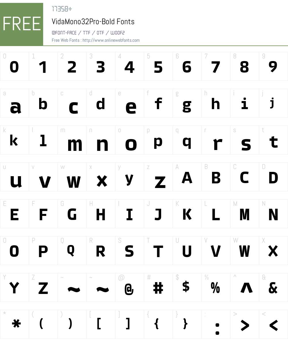 VidaMono32Pro-Bold Font Screenshots
